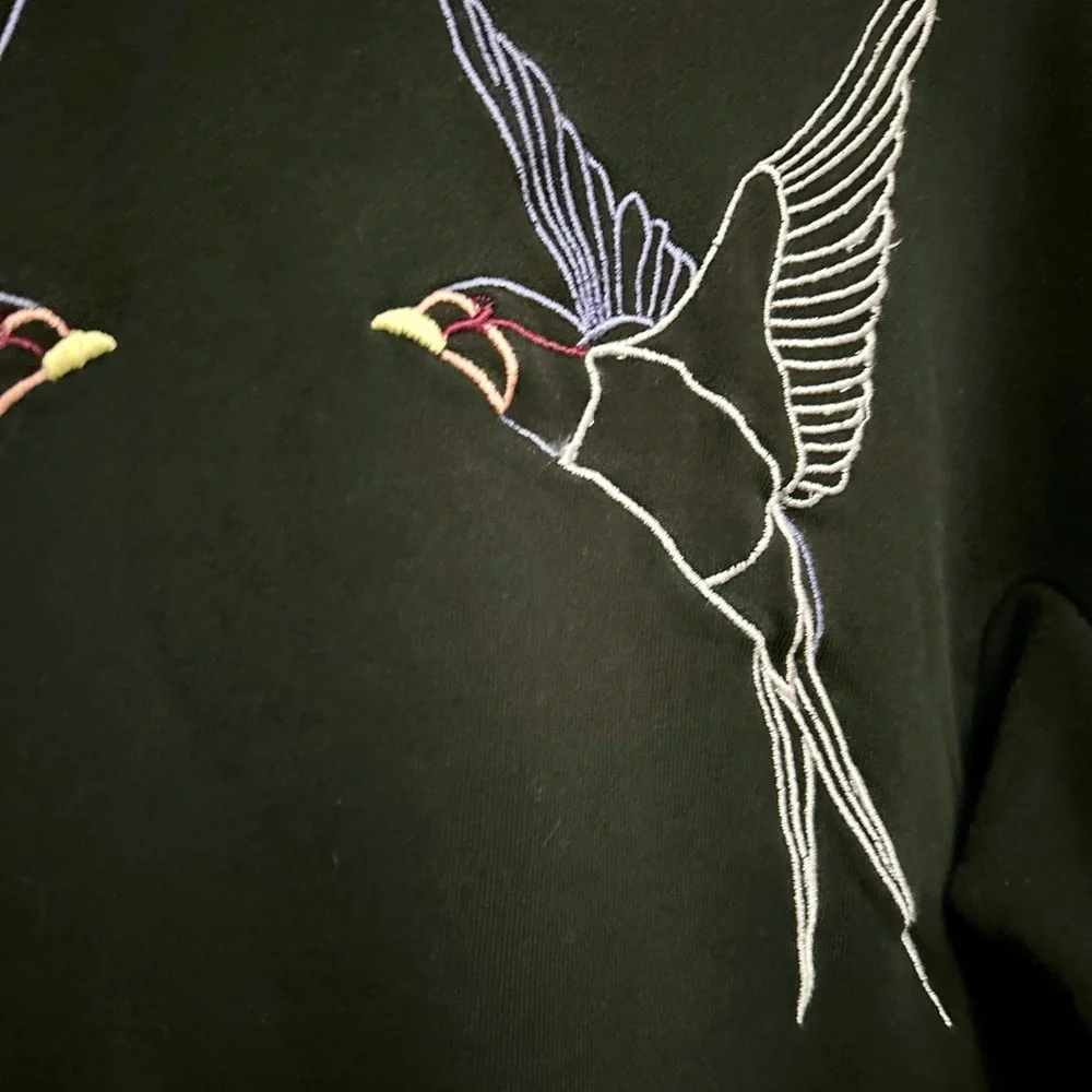 Iconic Stella McCartney Black Bird Embroidered Colorblock Sweatshirt XS IT38 - Picture 5 of 9